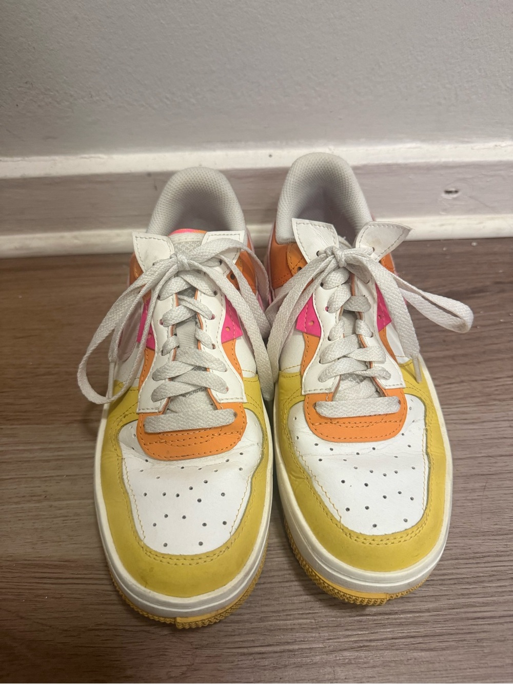 Nike Women's Low-Top Sneakers in White, Yellow, Orange & Pink